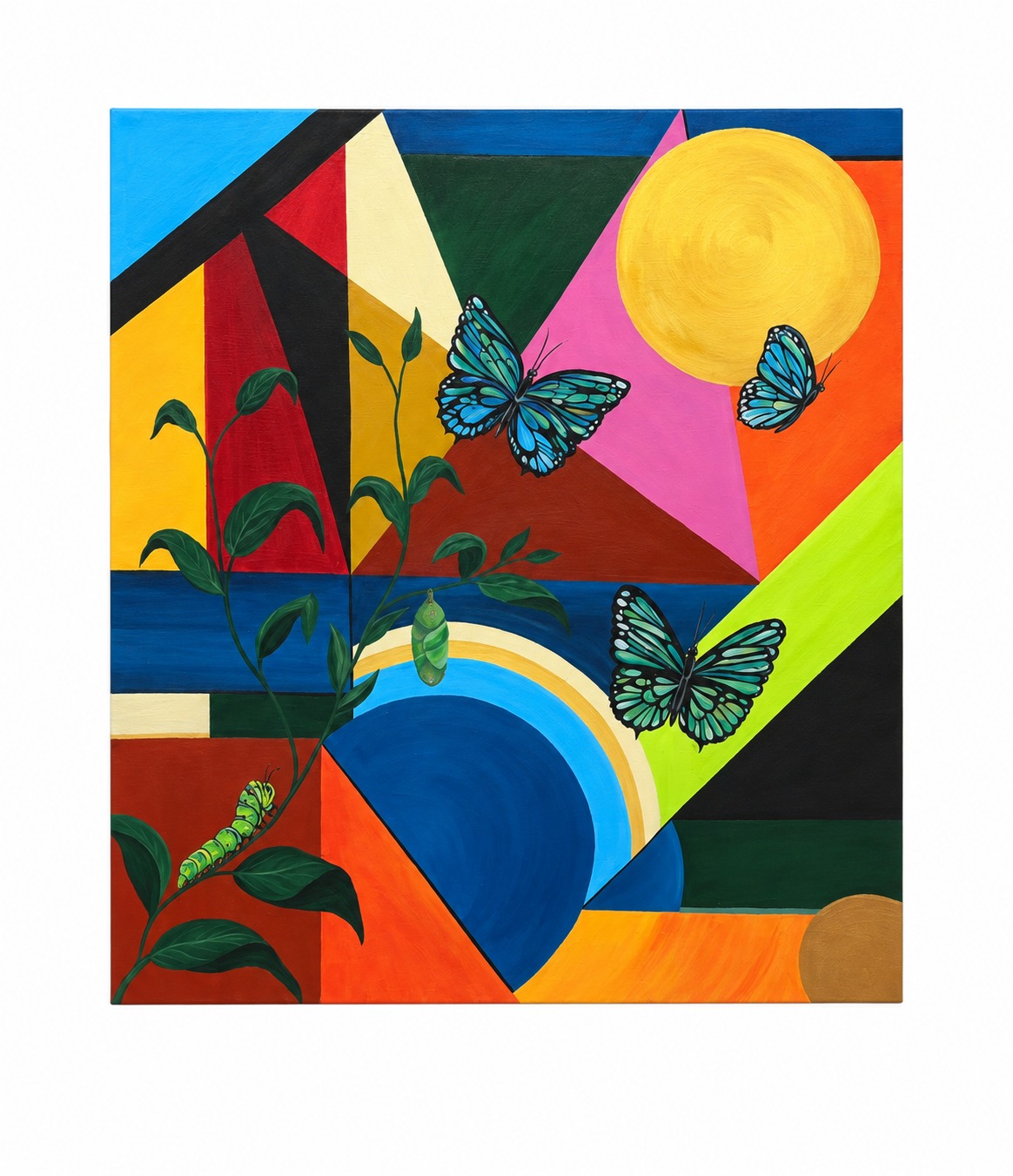 A natureza de tudo — metamorfose da borboleta sobre diagonais e curvas